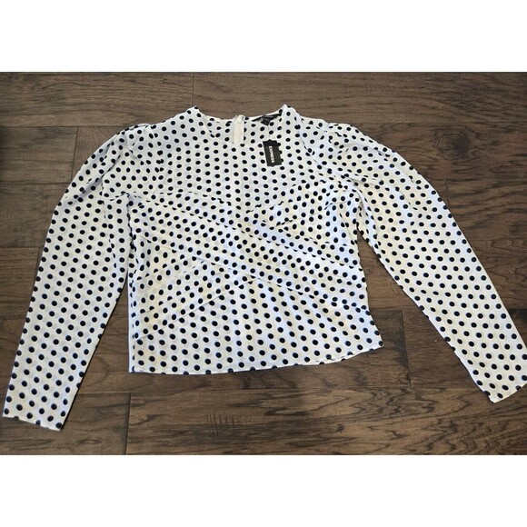 NWT Express Polka Dot Long Sleeve Top - Picture 1 of 3